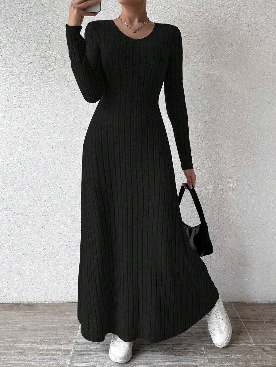 Vestido Césped Punto Mujer Cintura Marcada