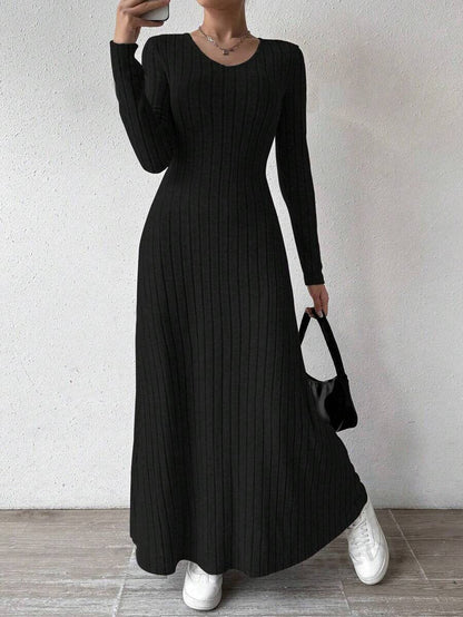 Vestido Césped Punto Mujer Cintura Marcada