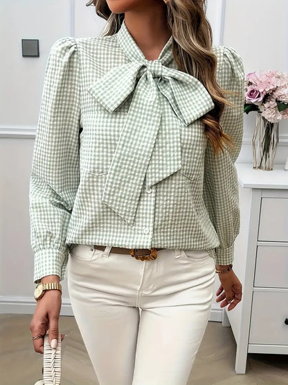 Blusa Ligera de Algodón con Pajarita Elegante
