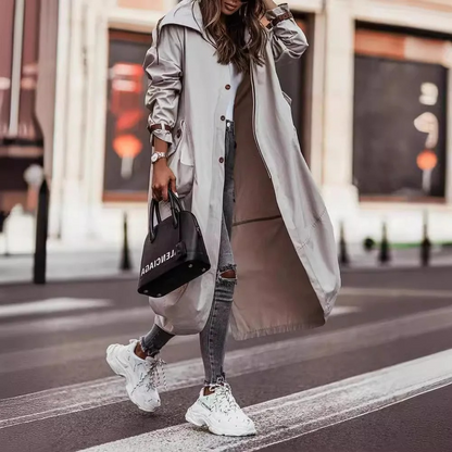 Abrigo Largo Mujer Capucha Oversize Abrigado - Vestiria
