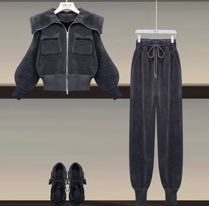 Chaquetón y Pantalón de Piel Sintética Cálido