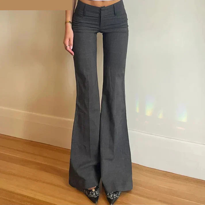 Pantalón Ancho Cintura Baja Mujer - Vestiria