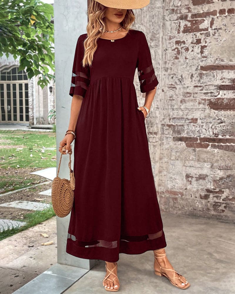 Vestido Maxi Comodo Manga Corta