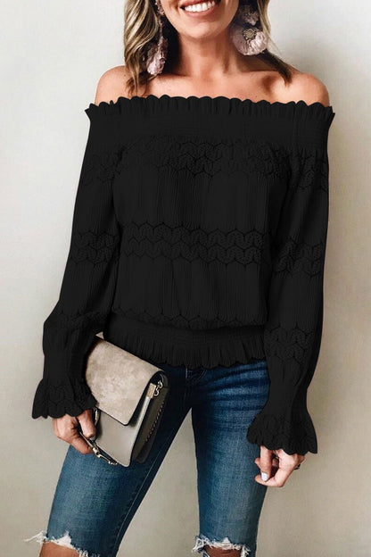 Blusa sin hombros femenina manga larga