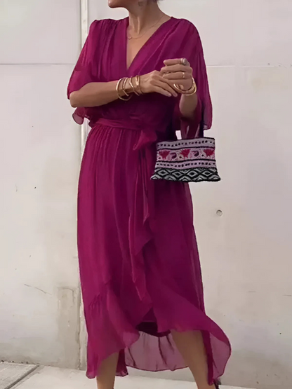 Vestido Midi Cruzado Chic Mujer