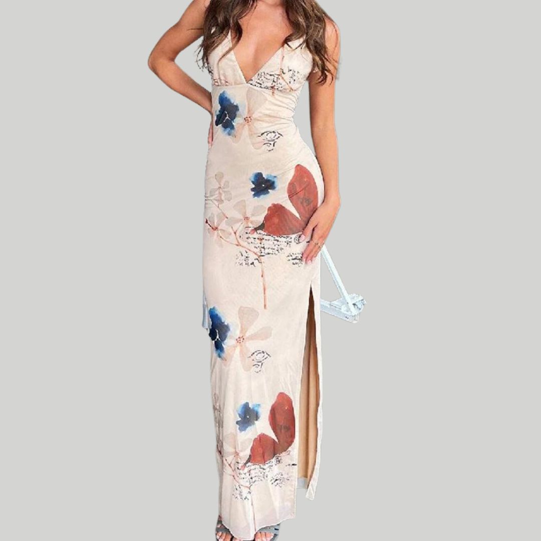 Vestido Floral Femenino Escote en V