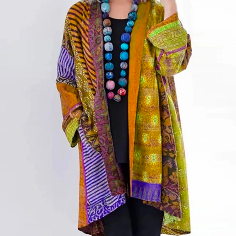 Kimono de mujer estampado exótico largo fluido