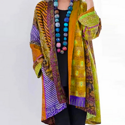 Kimono de mujer estampado exótico largo fluido
