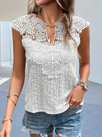 Blusa de encaje femenina con manga corta - Vestiria
