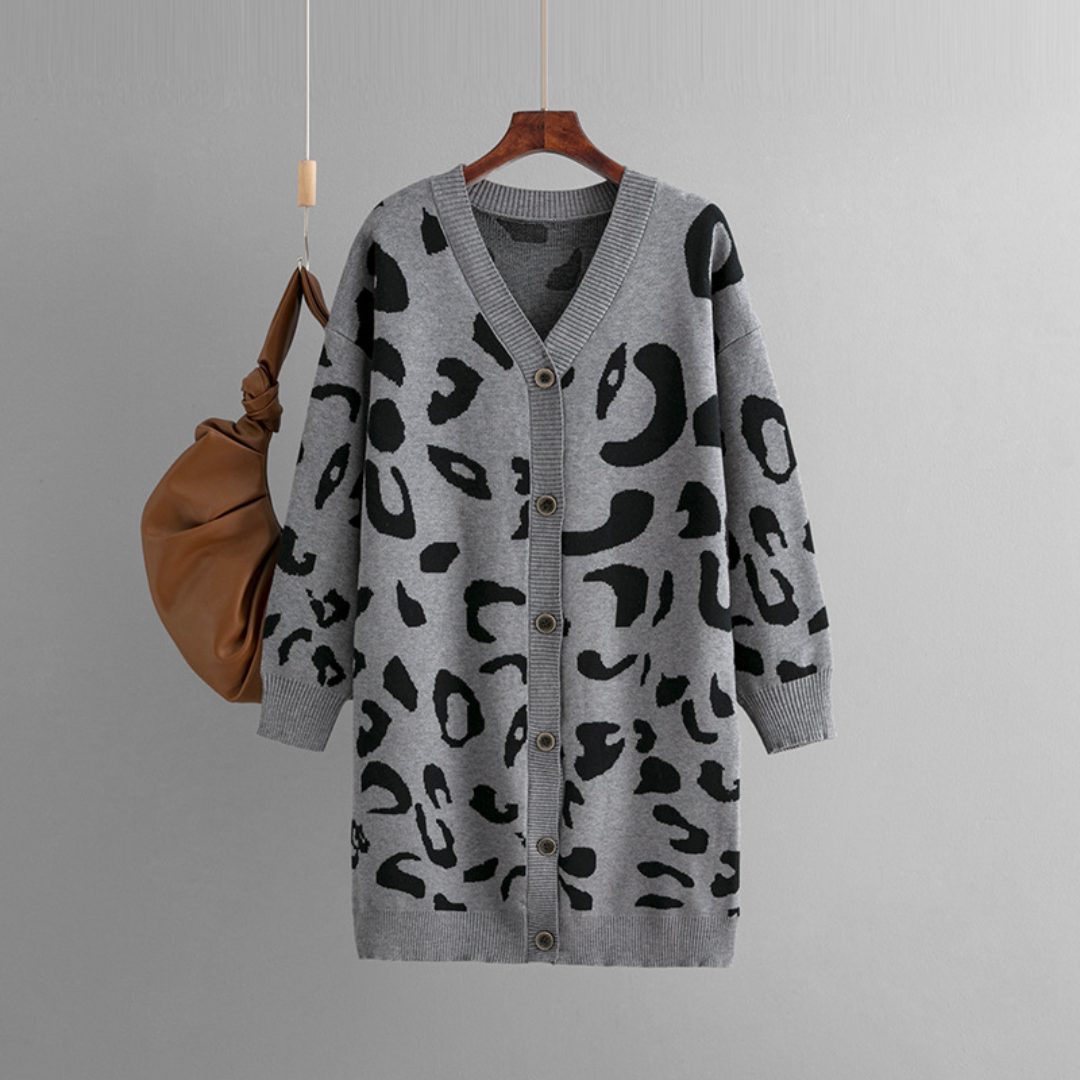 Cárdigan de punto leopardo suave