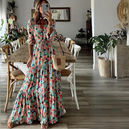 Vestido Boho Estampado Floral Gran Talla