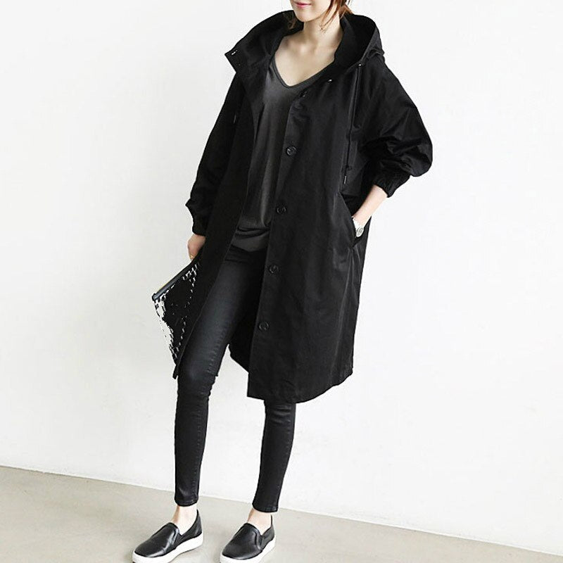 Chaquetón Mujer Impermeable con Capucha y Cuello Alto
