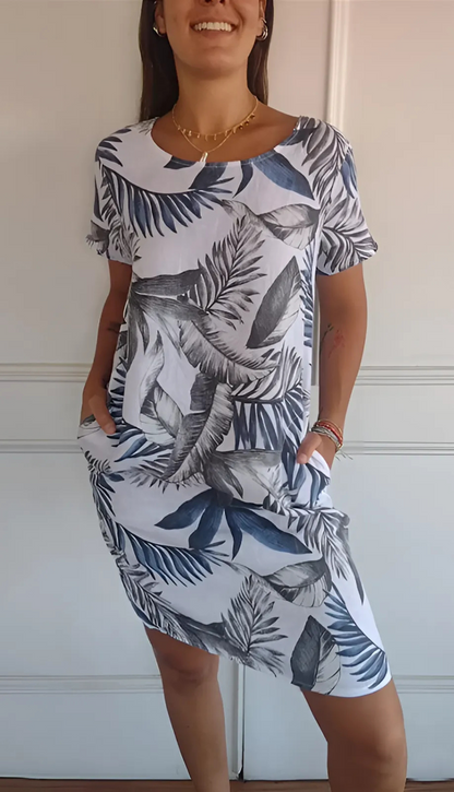 Vestido informal corte recto escote redondo