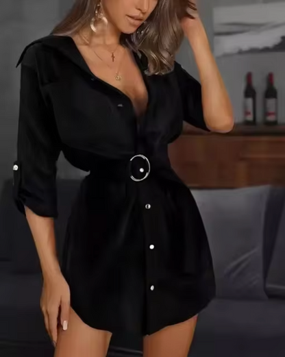 Vestido Camisero Estilo Clásico Cinturón