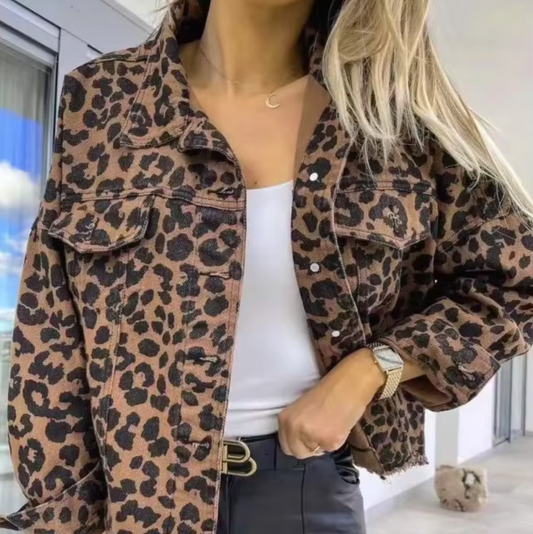 Chaquetón Vaquero Leopardo Femenino - Vestiria