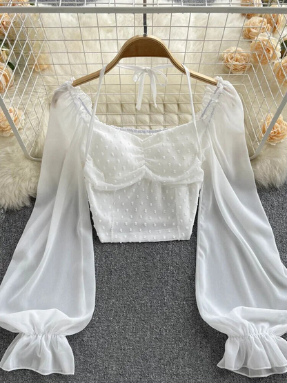 Blusa Estampada de Verano con Cuello Lazado
