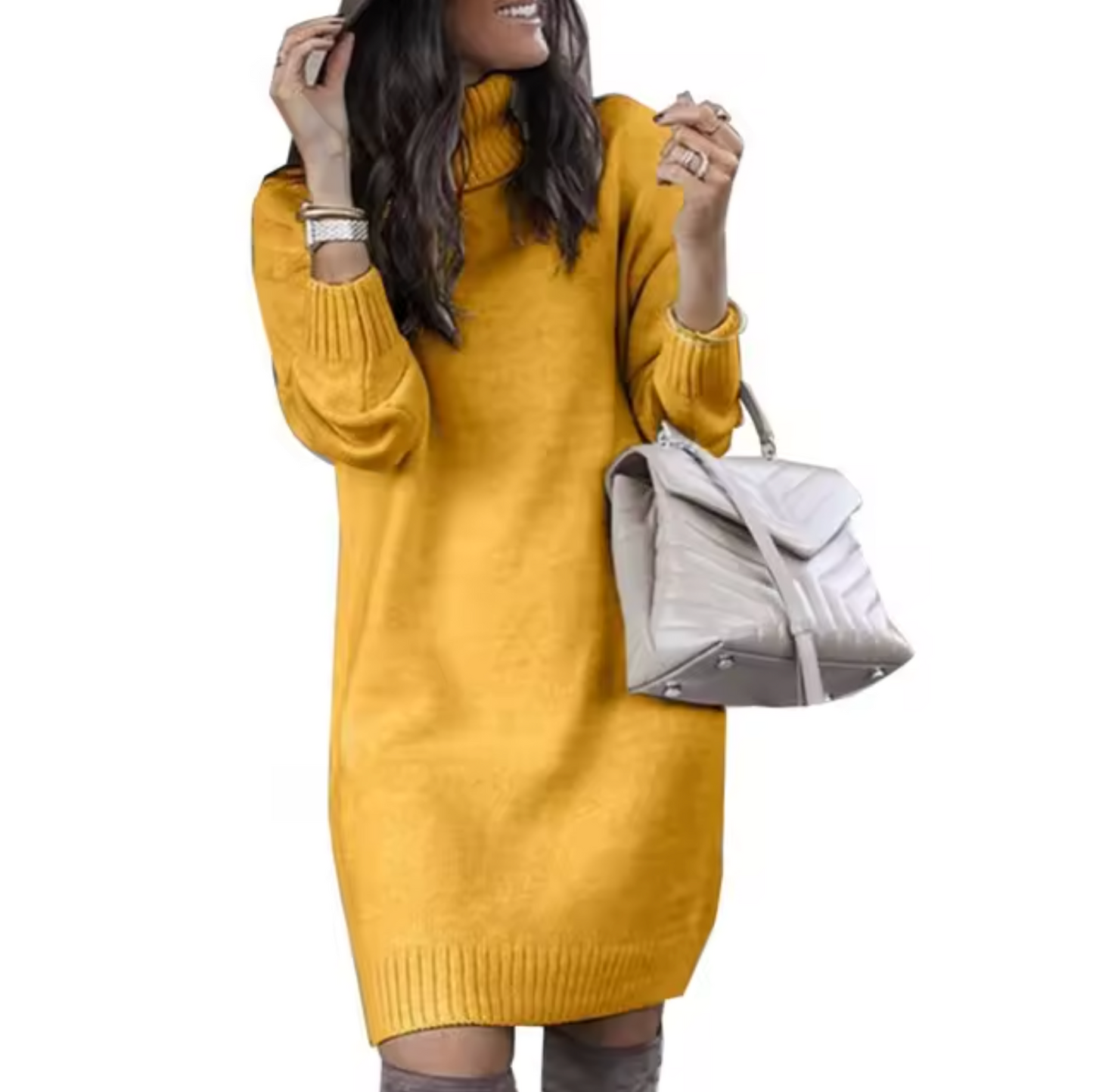 Vestido de Punto Cuello Alto Cálido