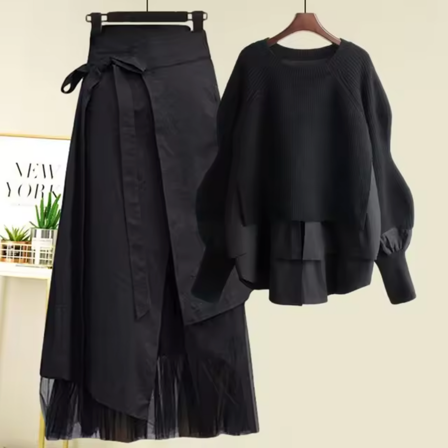 Conjunto Falda y Jersey de Punto Suave - Vestiria