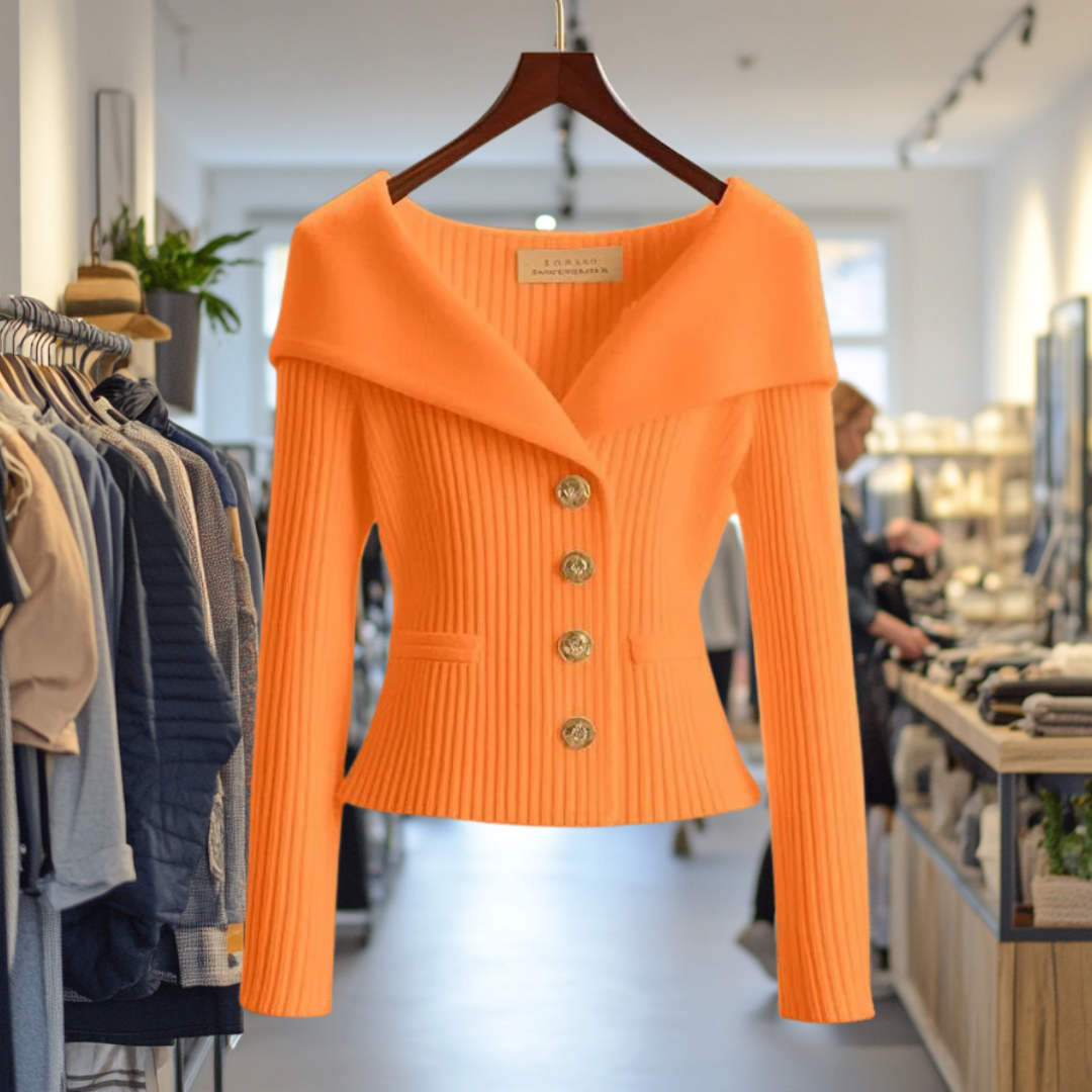 Jersey Mujer Canalé Elegante Botones