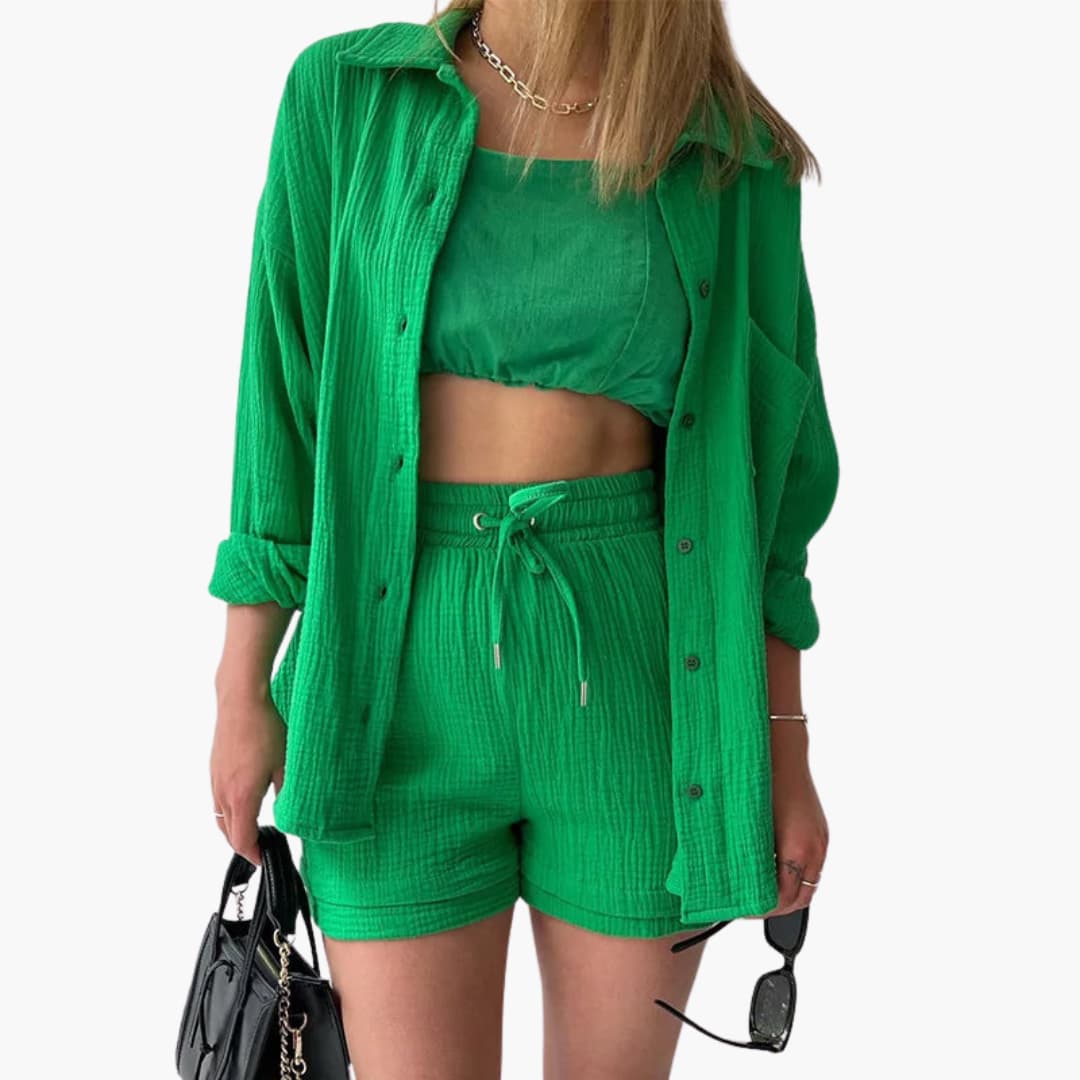 Traje de verano blusa y shorts ajustados