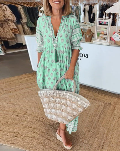 Vestido Boho Elegante con Escote Profundo