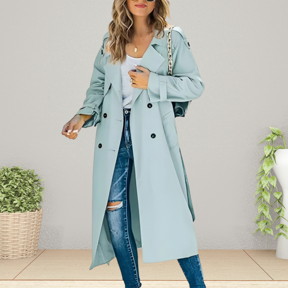 Gabardina Mujer Invierno Abotonada Elegante