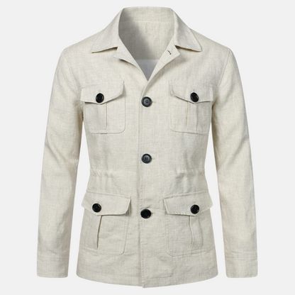 Chaqueta Hombre Clásica con Bolsillos y Cierre Botones
