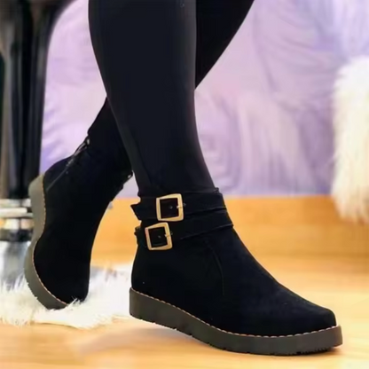 Botas Cuero Clásicas con Tiras de Hebilla