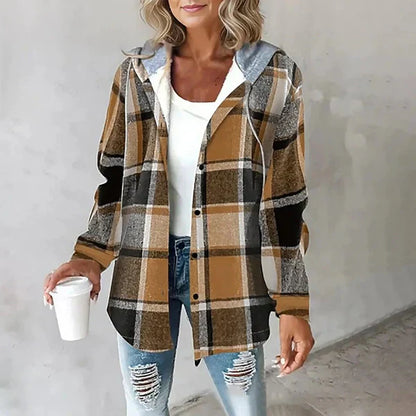 Chaqueta Mujer Cuadros Grande Capucha