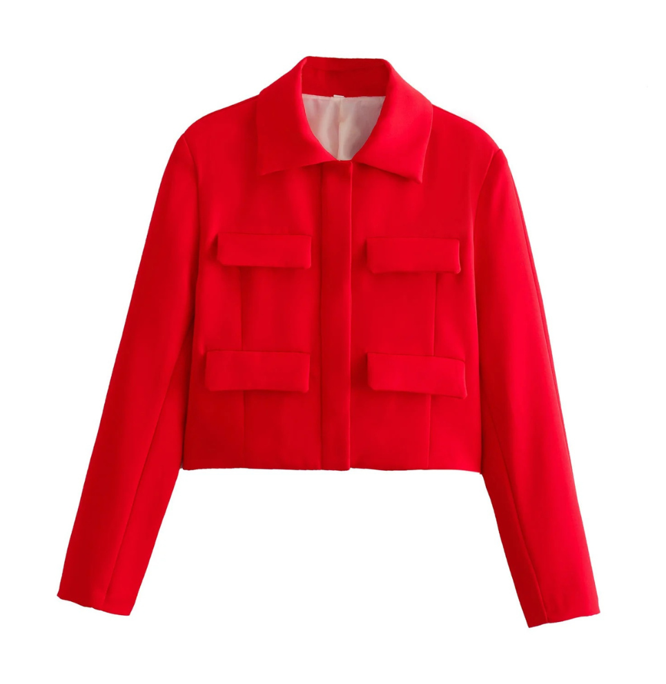 Chaqueta Mujer Corta Con Bolsillos