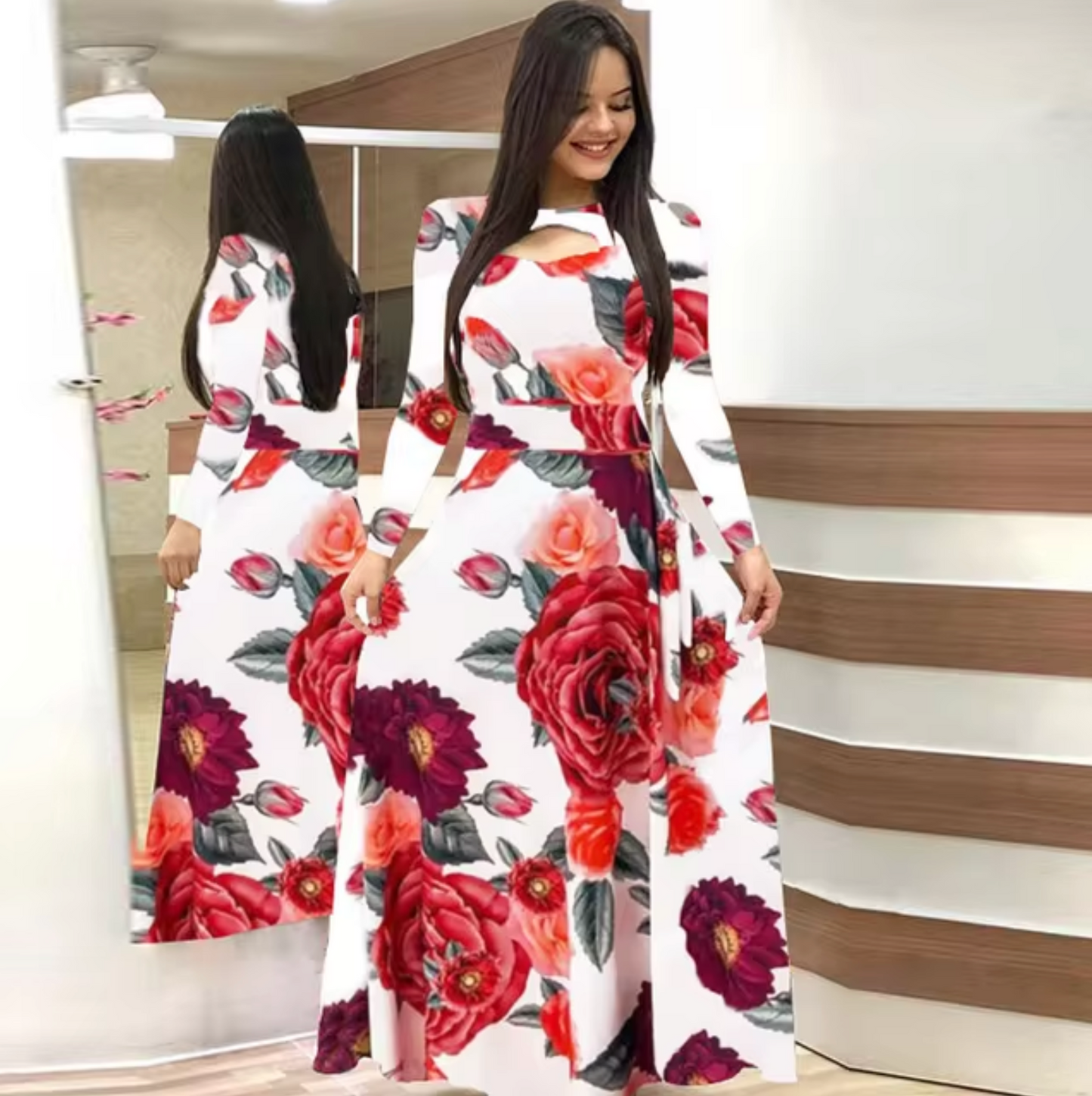Vestido Maxi Floral Mujer Elegante
