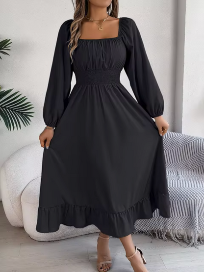 Vestido Mujer Cintura Alta con Mangas Voladas