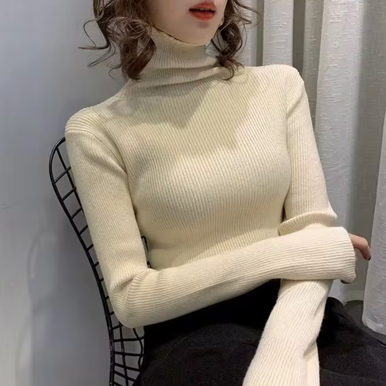 Sudadera cuello alto suave algodón - Vestiria