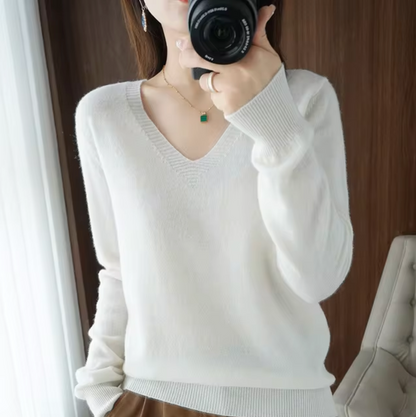 Sudadera de punto cuello en V cómoda