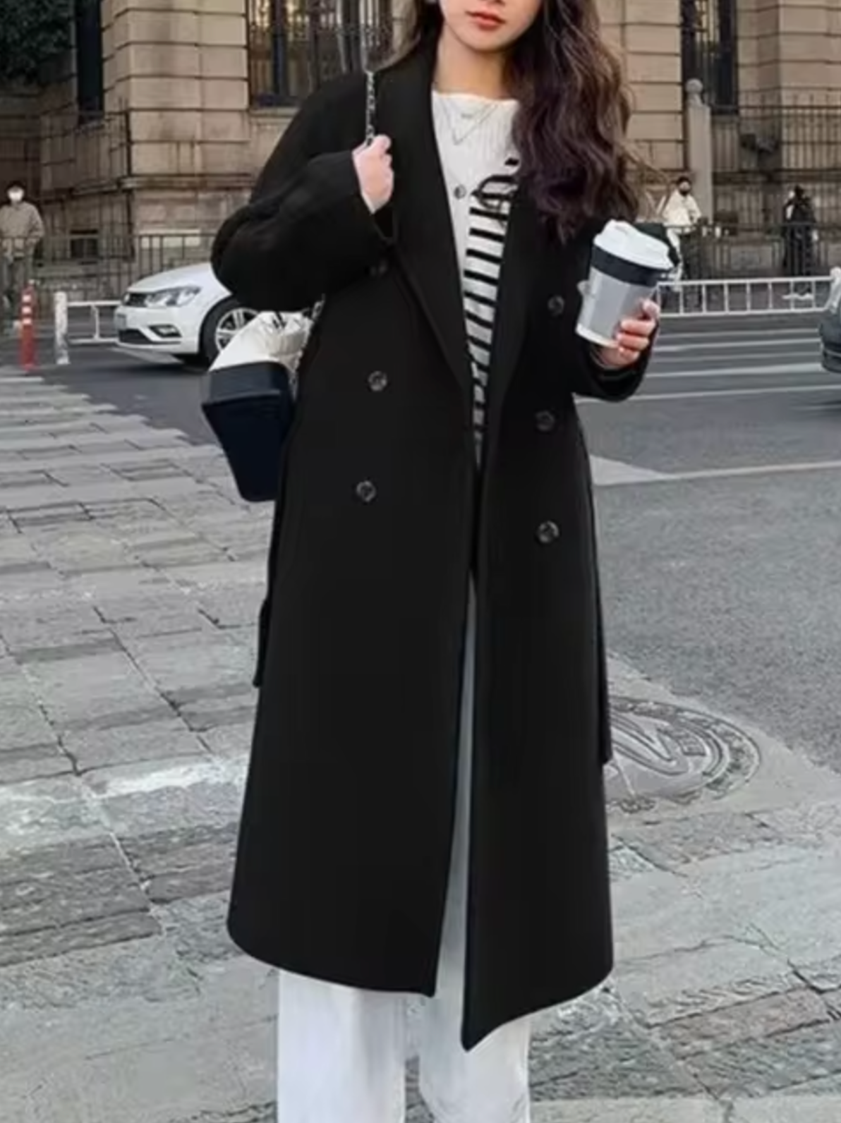 Abrigo Largo Lana Cálido Elegante
