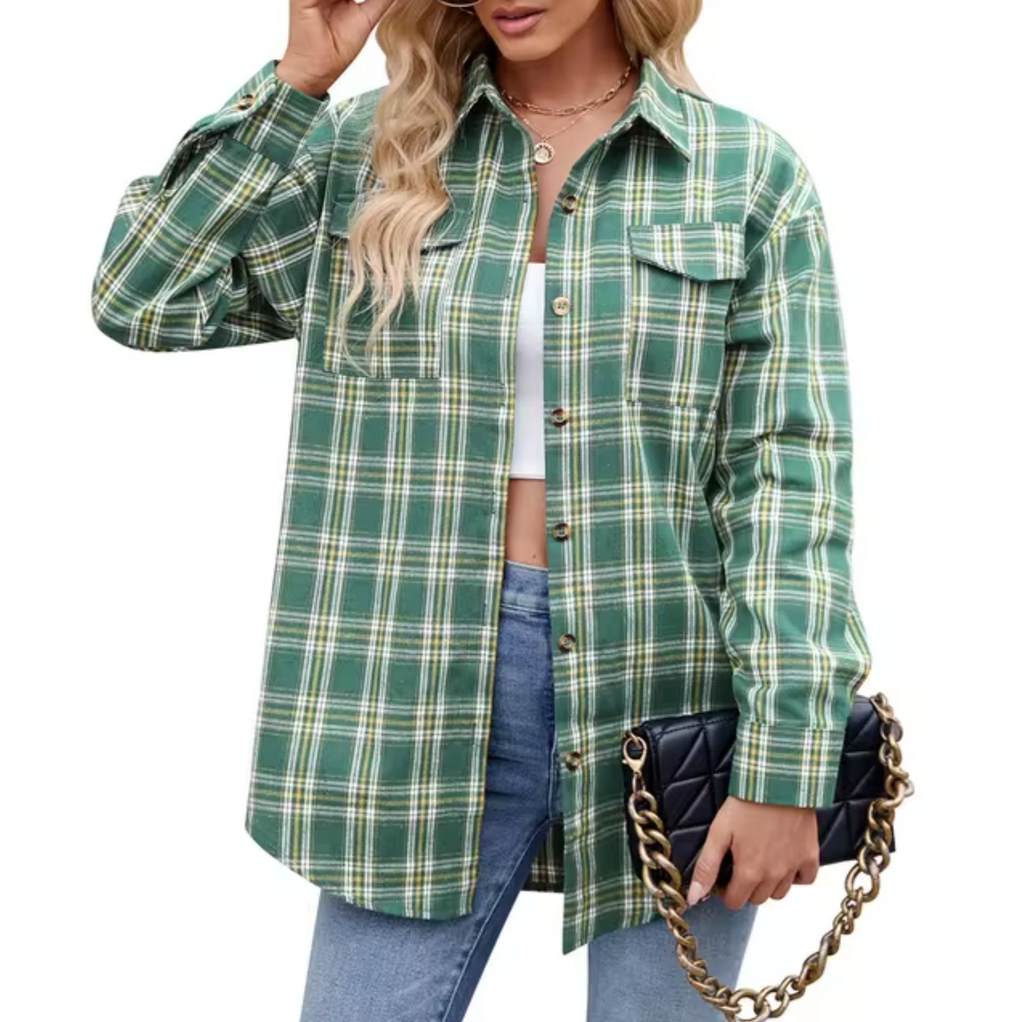 Camisa Cuadriculada Manga Larga Casual