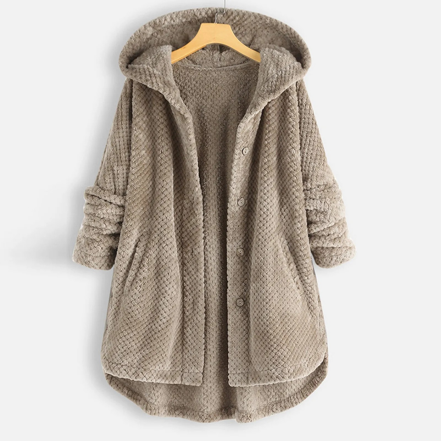 Chaqueta Mujer Abultada Capucha Cuello Alto
