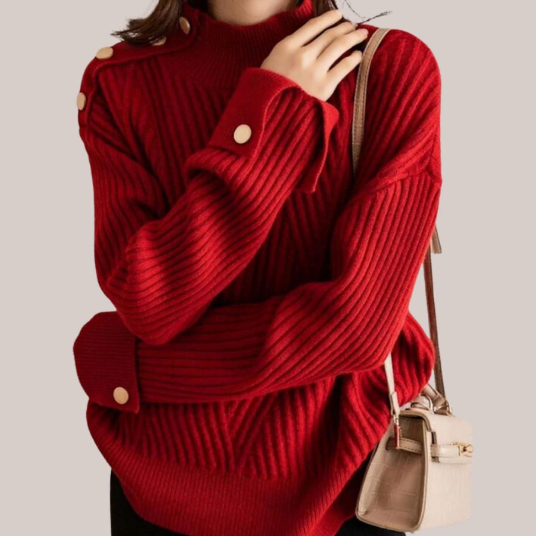 Jersey Cuello Alto Abotonado Suave - Vestiria
