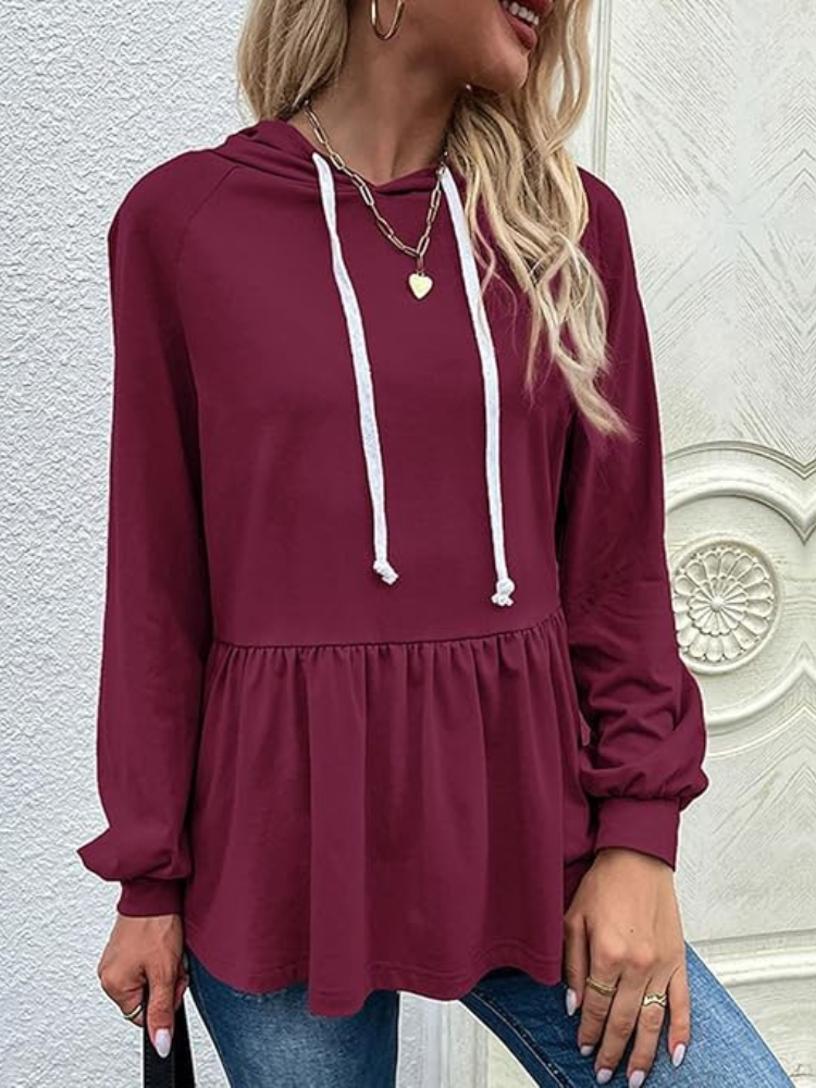 Sudadera Mujer Capucha y Volantes