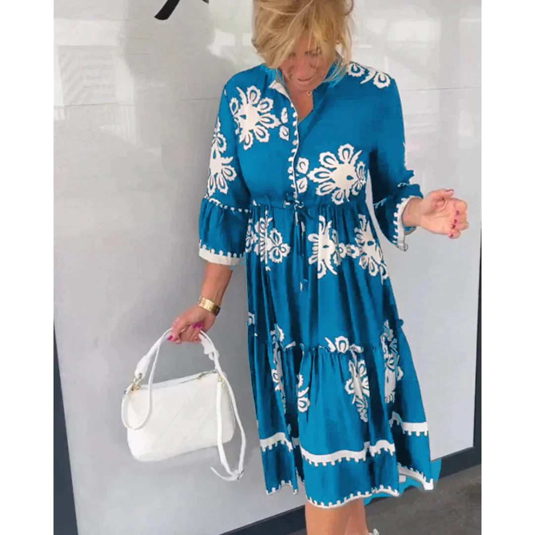 Vestido Floral Estampado con Mangas Cortas