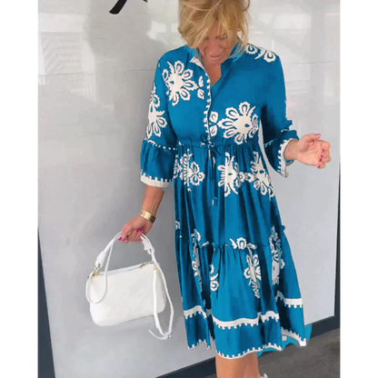 Vestido Floral Estampado con Mangas Cortas