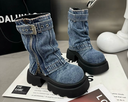 Botas Vaqueras Tacones Altos Mujer - Vestiria