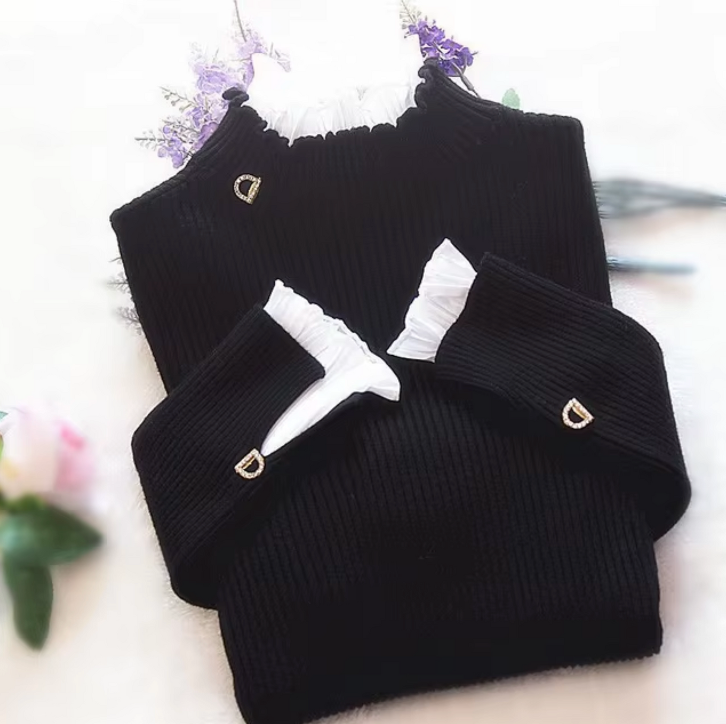 Sudadera de punto cuello alto confortable