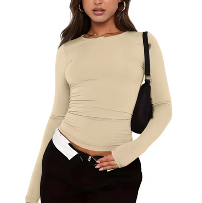 Camisa Mujer Manga Larga Cuello Redondo