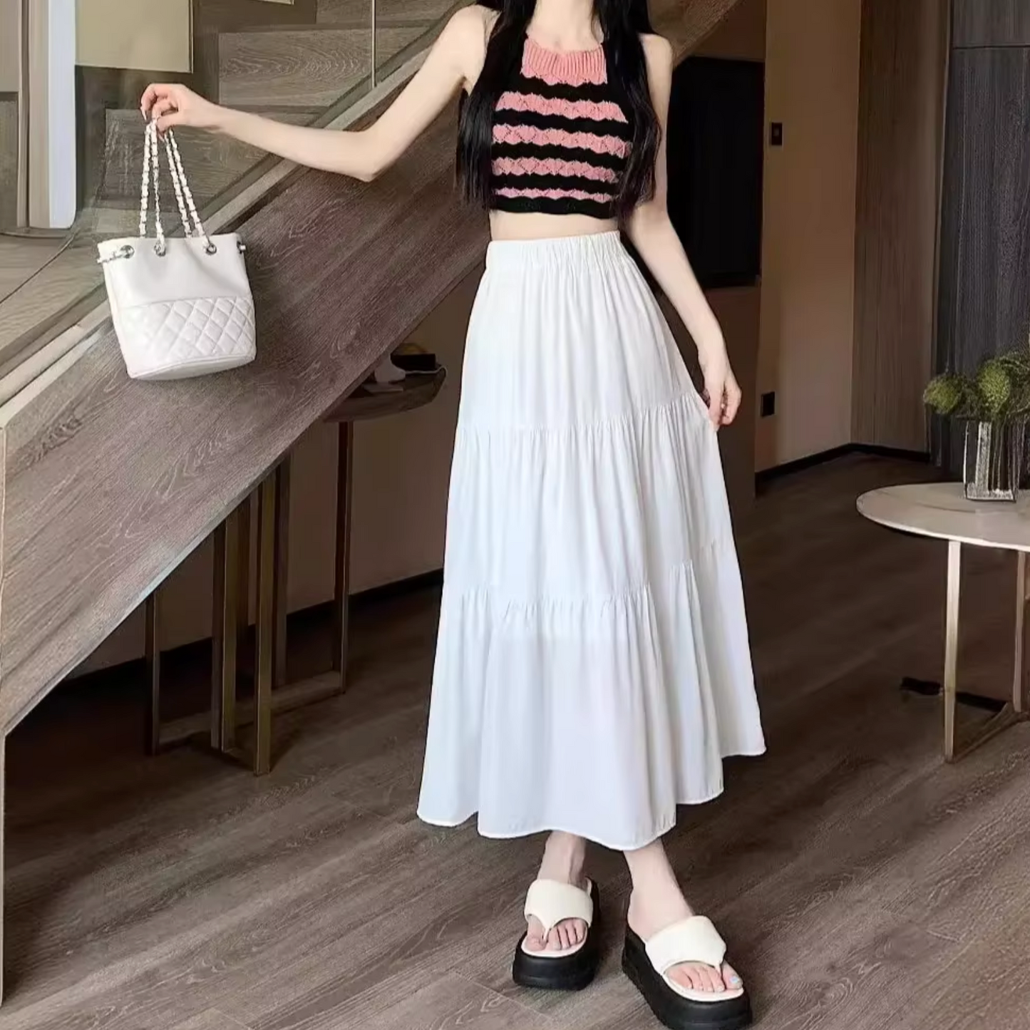 Falda Larga de Mujer a Capas Elegante - Vestiria