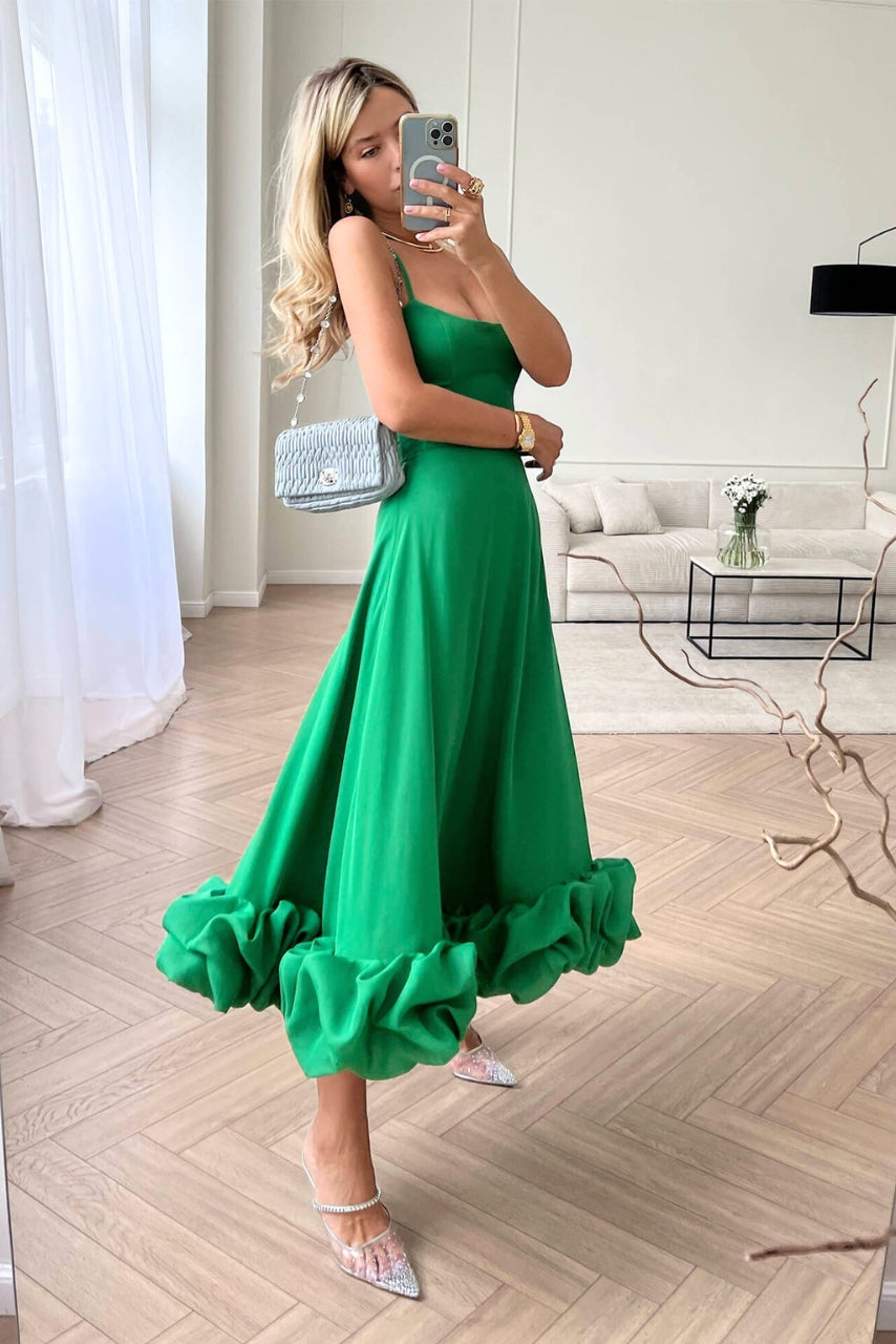Vestido Boho Largo con Volantes y Escote en V