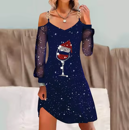 Vestido Noche Glamuroso con Mangas Abiertas - Vestiria
