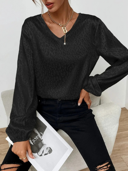 Blusa Leopardo Amplia Manga Larga