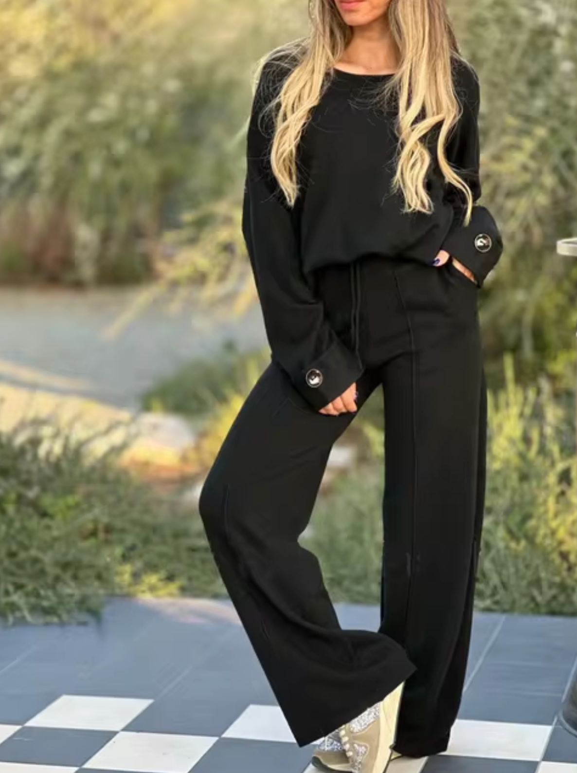 Pantalón Ancho y Jersey Cálido Mujer
