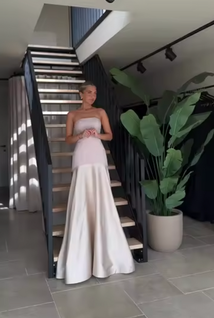 Vestido Largo sin Tirantes Chic Floral